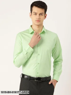 Men's Cotton Green Checked Formal Shirt - Sojanya