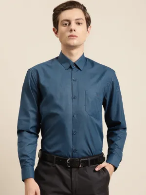 Men's Cotton Navy Blue Formal Classic Shirt - Sojanya