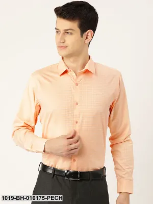 Men's Cotton Peach Checked Formal Shirt - Sojanya