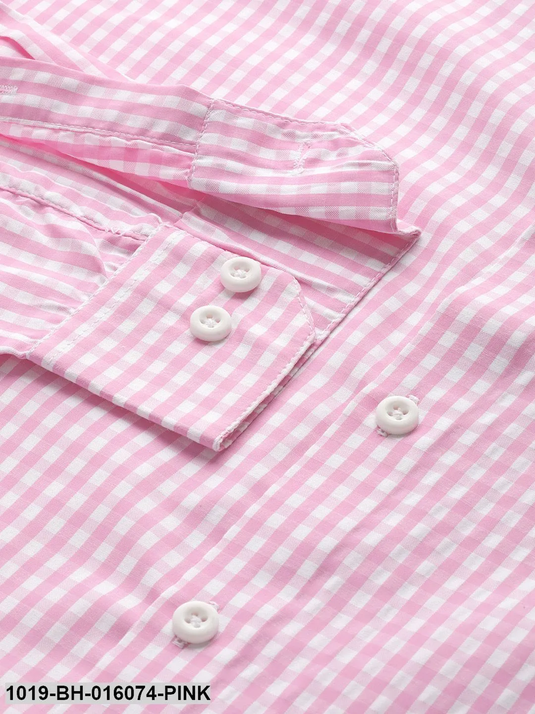 Men's Cotton Pink & White Checked Casual Shirt - Sojanya