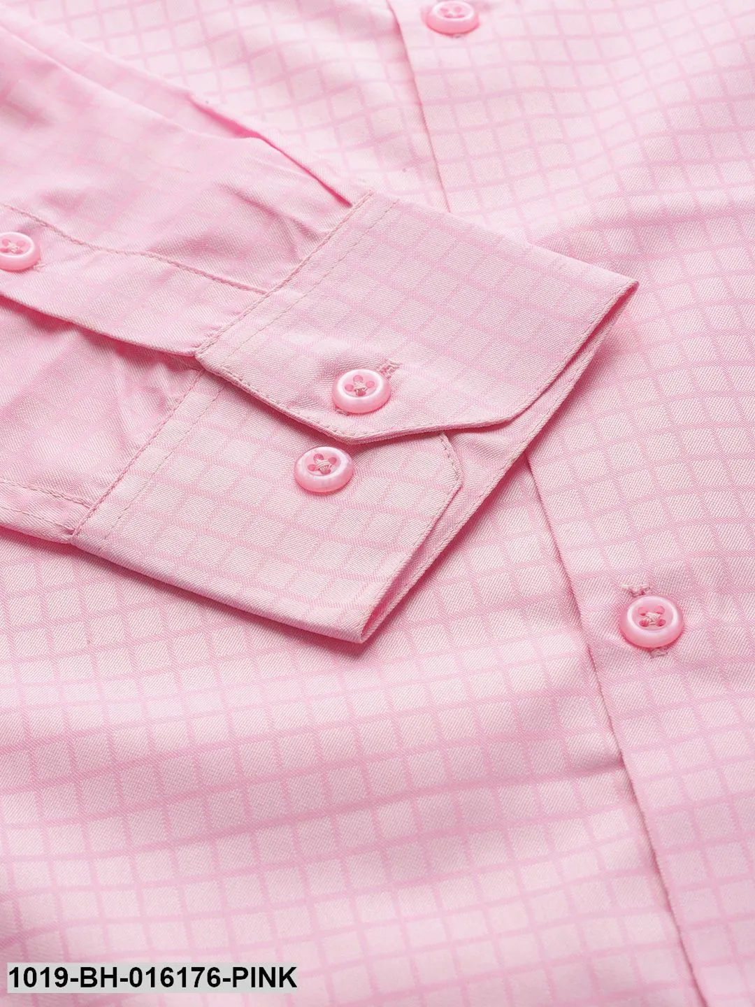 Men's Cotton Pink Checked Formal Shirt - Sojanya