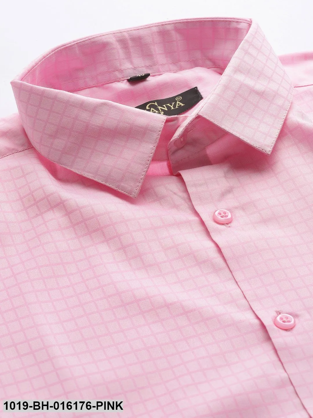 Men's Cotton Pink Checked Formal Shirt - Sojanya