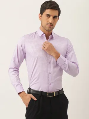 Mens Cotton Purple Checked Formal Shirt - Sojanya