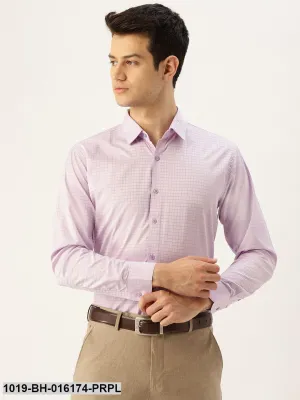 Men's Cotton Purple Checked Formal Shirt - Sojanya