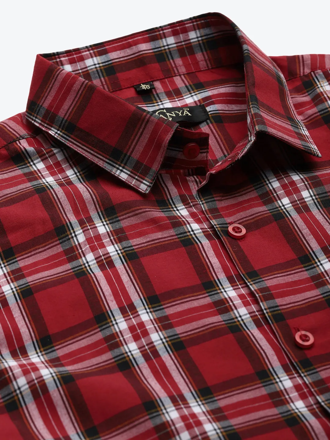 Men's Cotton Red & White & Formal Shirt - Sojanya