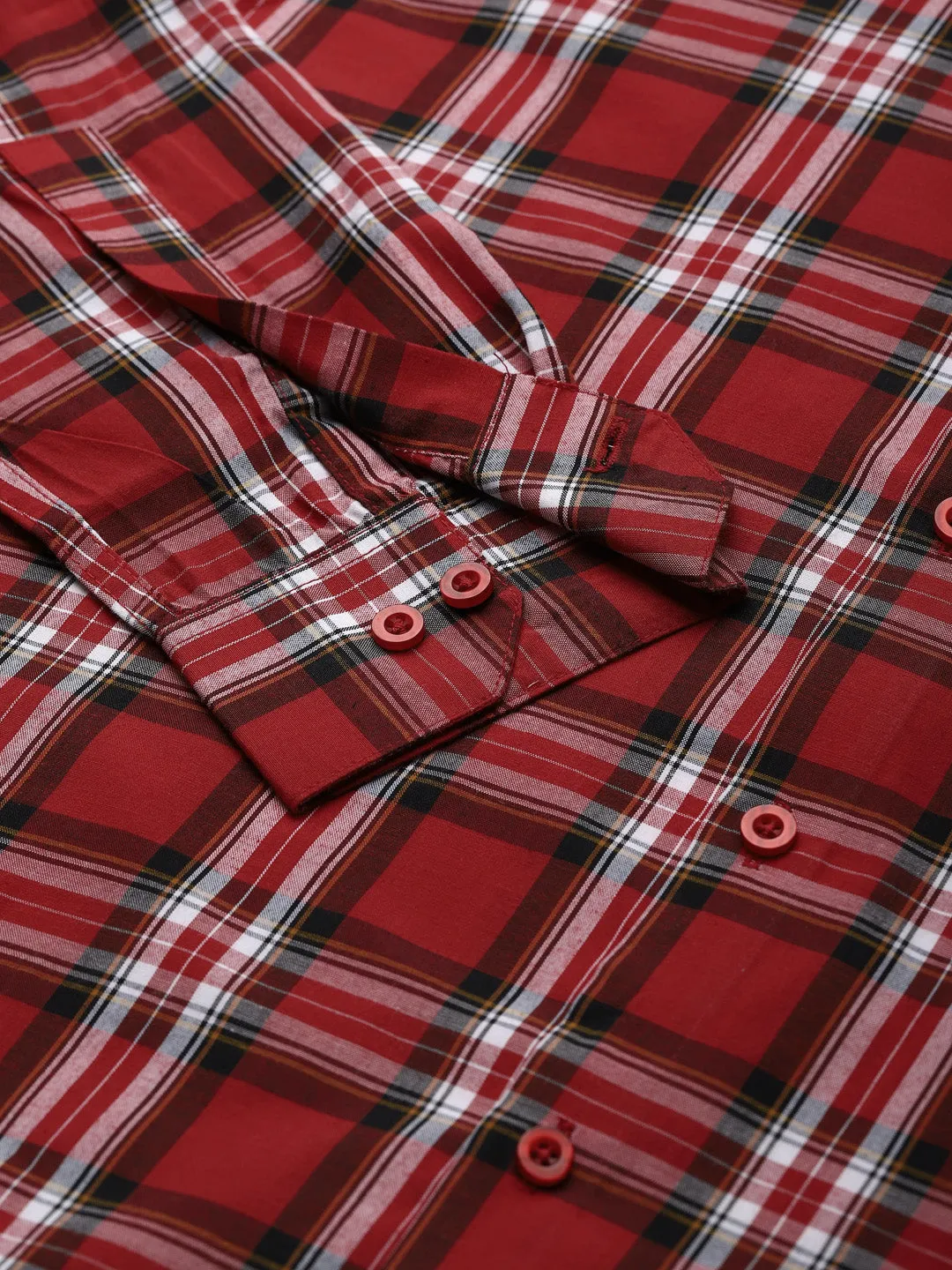 Men's Cotton Red & White & Formal Shirt - Sojanya