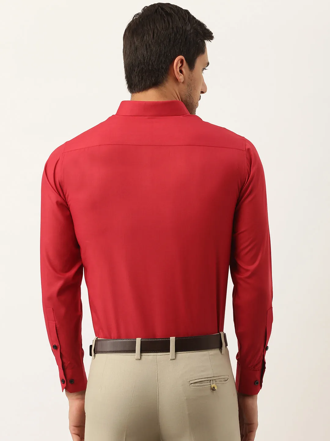 Men's Cotton Red Formal Shirt - Sojanya