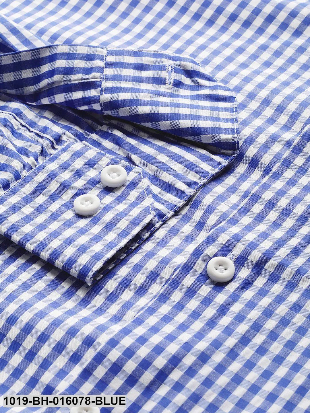 Men's Cotton Royal Blue & White Checked Casual Shirt - Sojanya