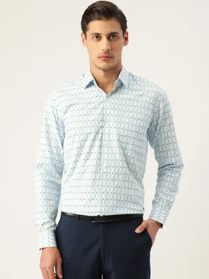 Men's Cotton Striped Formal Shirts ( SF 801Sky ) - Jainish