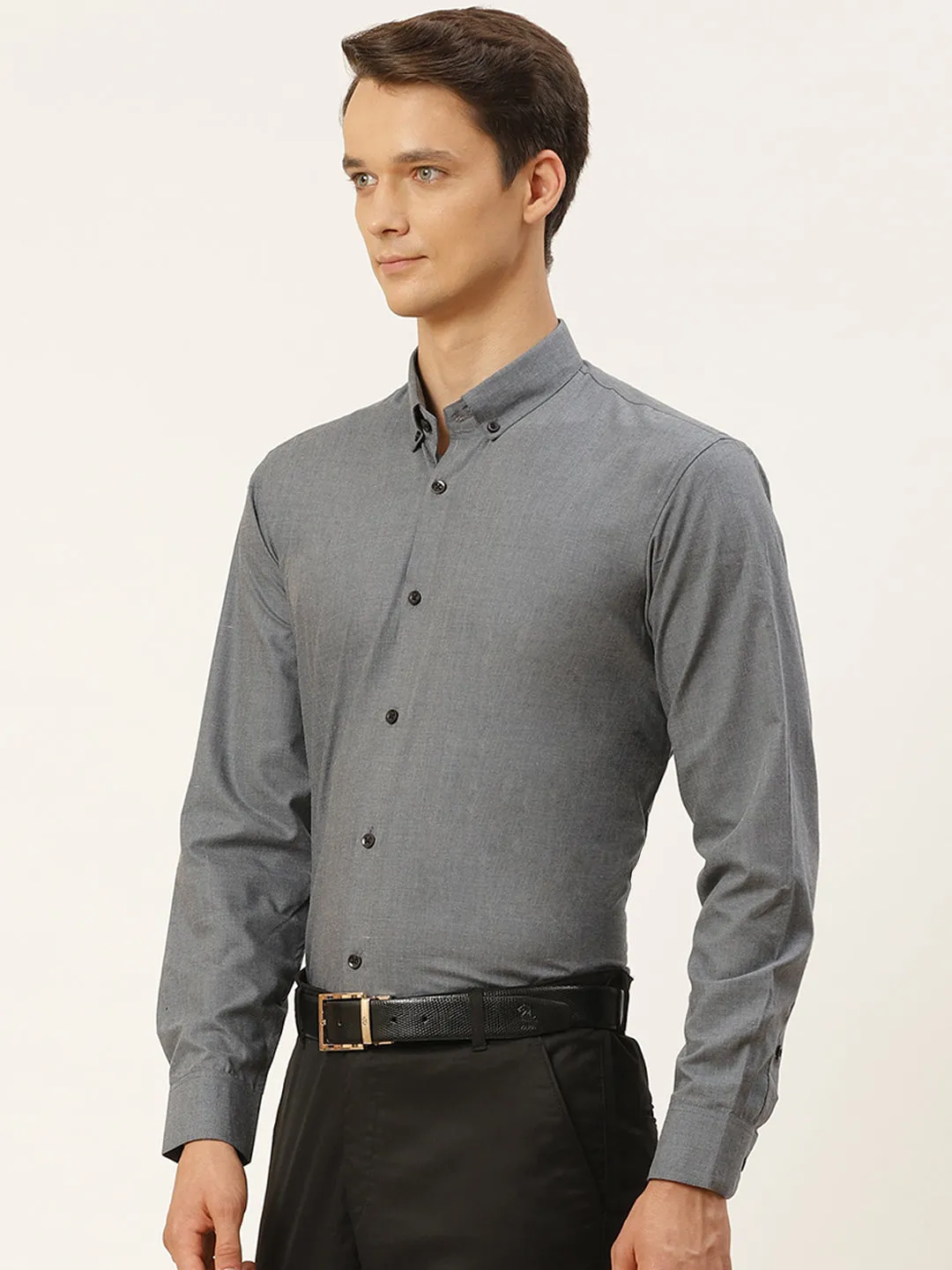 Men's Cotton Teal Blue Formal Shirt - Sojanya