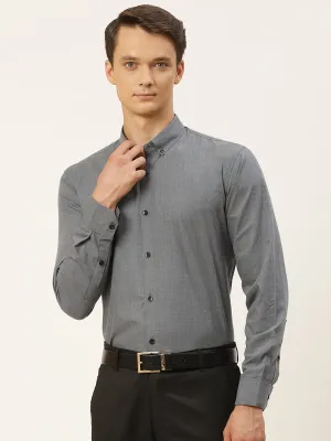 Men's Cotton Teal Blue Formal Shirt - Sojanya