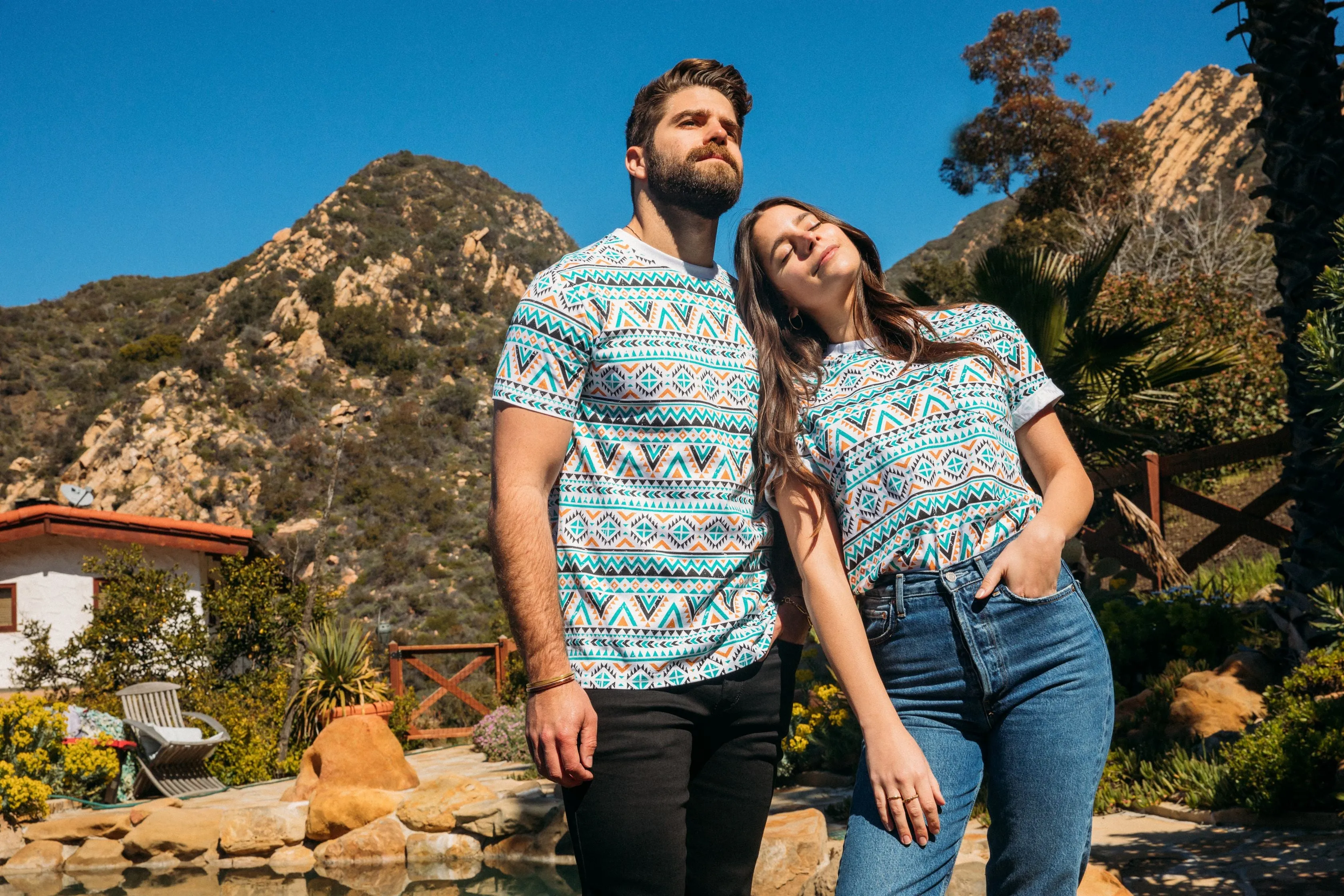 Men's Cotton White Aztec Print T-shirt