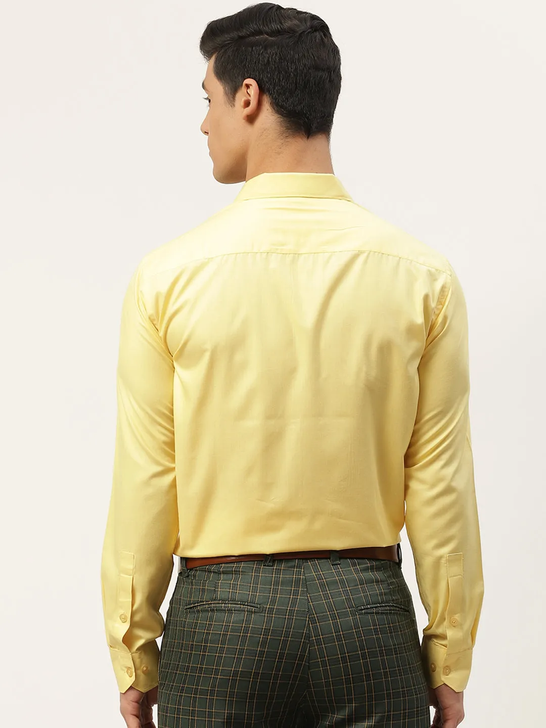 Men's Cotton Yellow Classic Formal Shirt - Sojanya