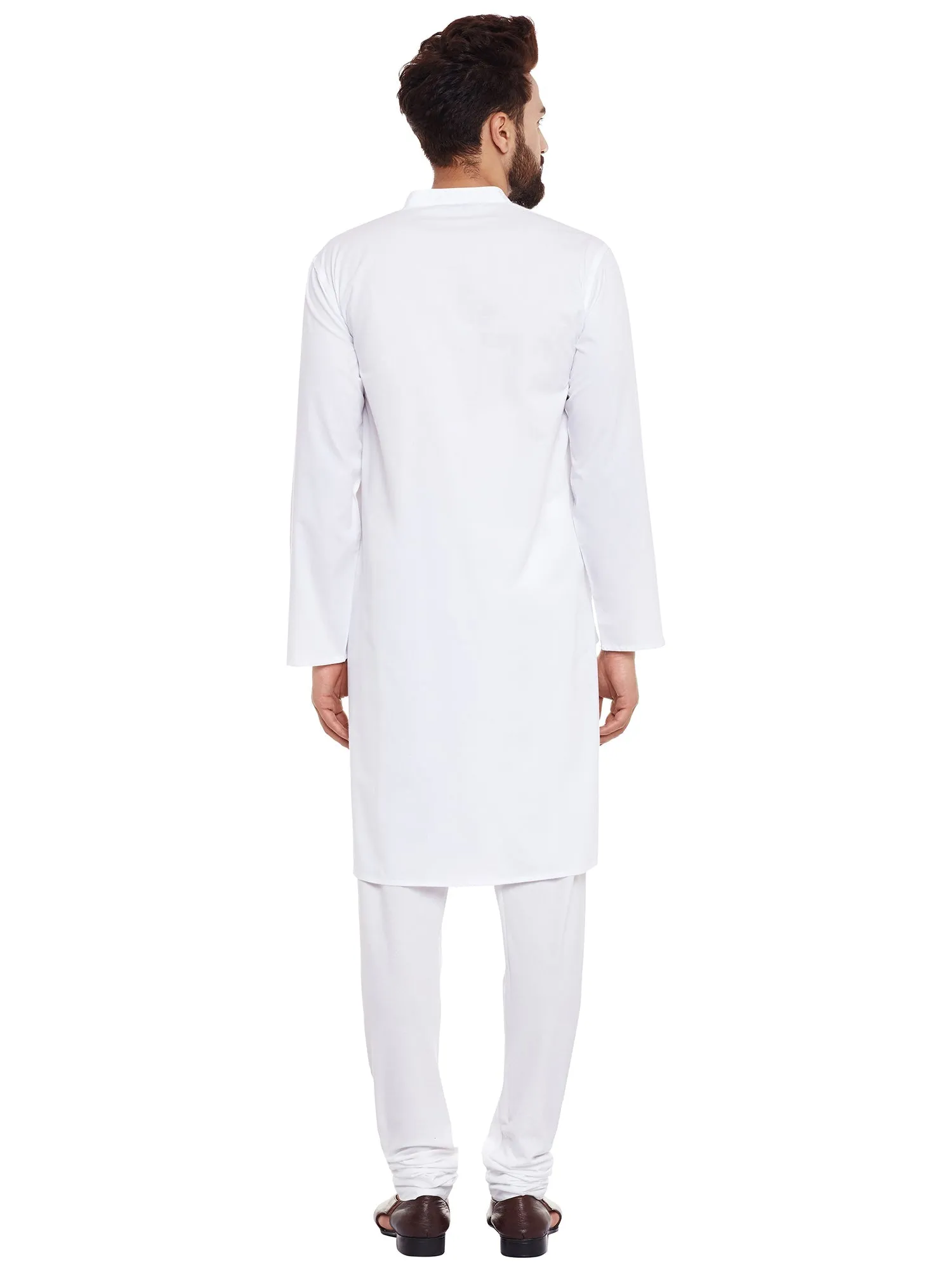 Men's Crisp White Cotton Solid Kurta - Even Apparels