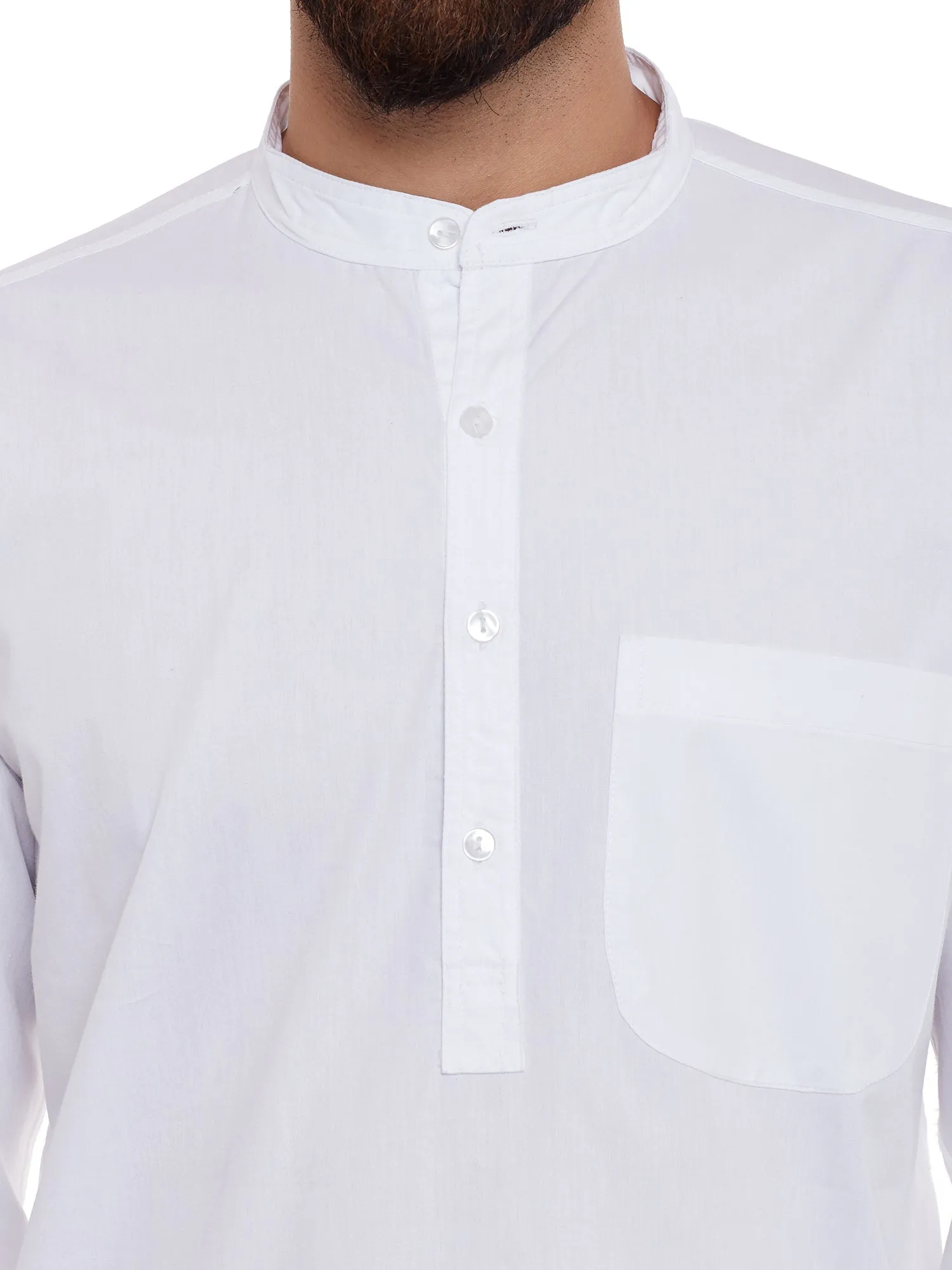 Men's Crisp White Cotton Solid Kurta - Even Apparels