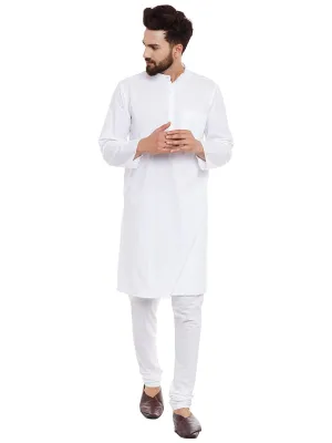 Men's Crisp White Cotton Solid Kurta - Even Apparels