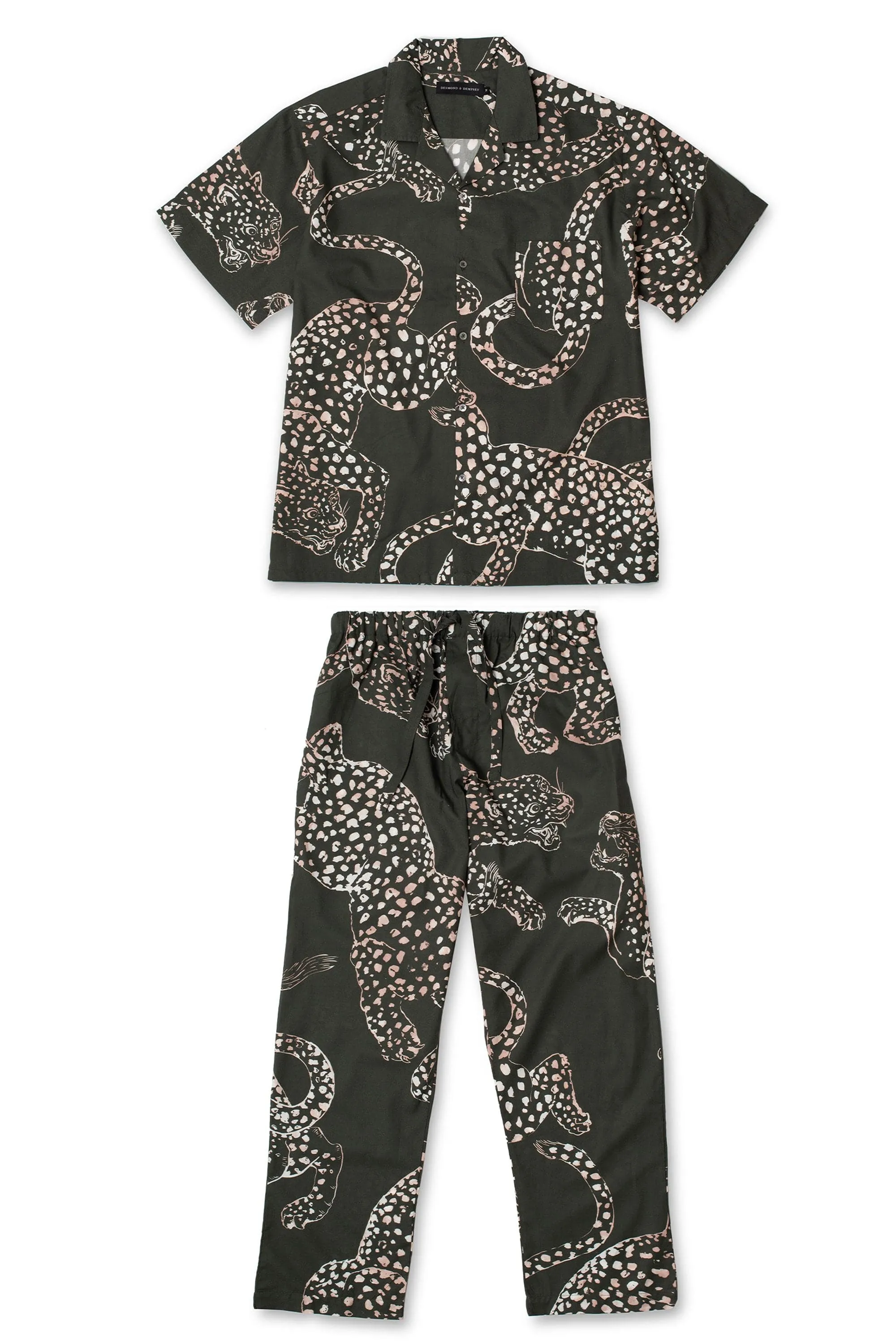 Men’s Cuban Long Pyjama Set The Jag Print Green