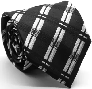 Mens Dads Classic Black Stripe Pattern Business Casual Necktie & Hanky Set Z-1