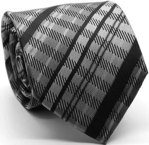 Mens Dads Classic Black Striped Pattern Business Casual Necktie & Hanky Set VO