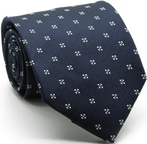 Mens Dads Classic Navy Geometric Pattern Business Casual Necktie & Hanky Set LO-8