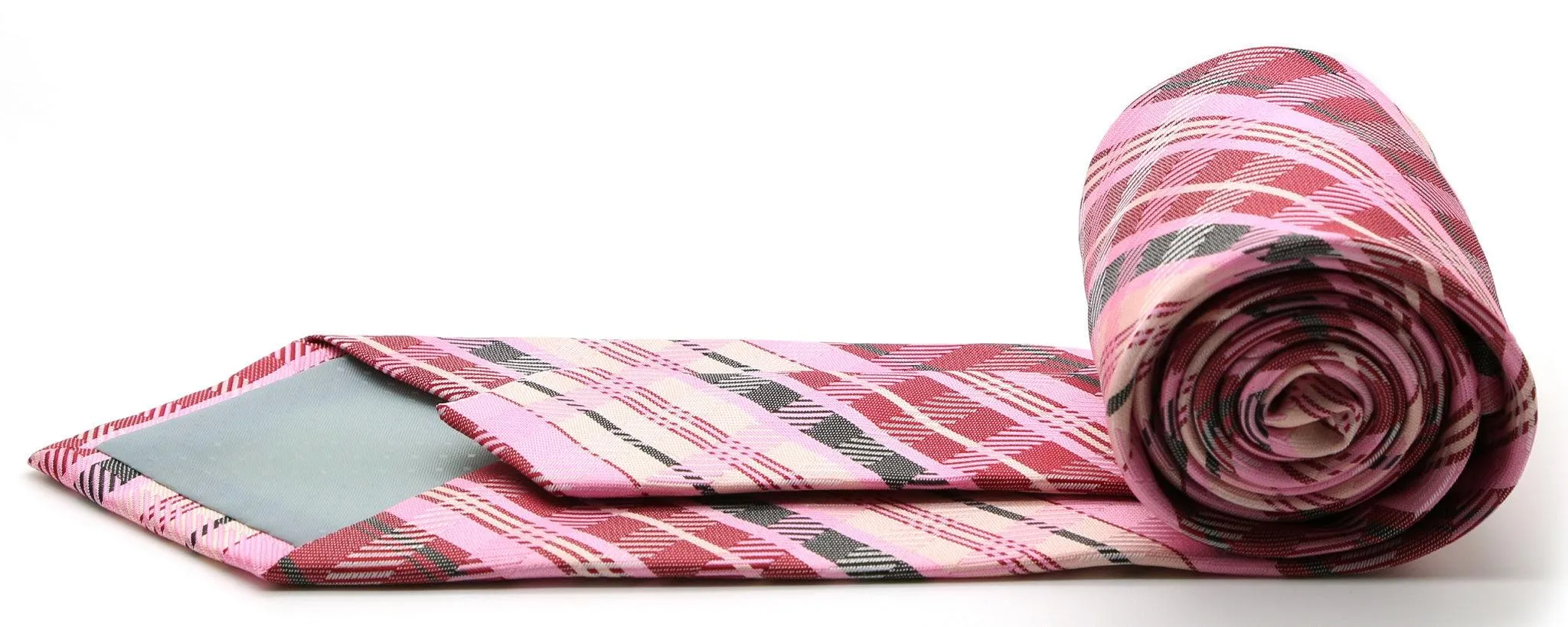 Mens Dads Classic Pink Striped Pattern Business Casual Necktie & Hanky Set VO-6