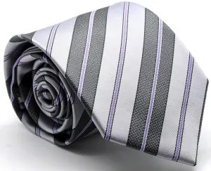 Mens Dads Classic Purple Striped Pattern Business Casual Necktie & Hanky Set F-4