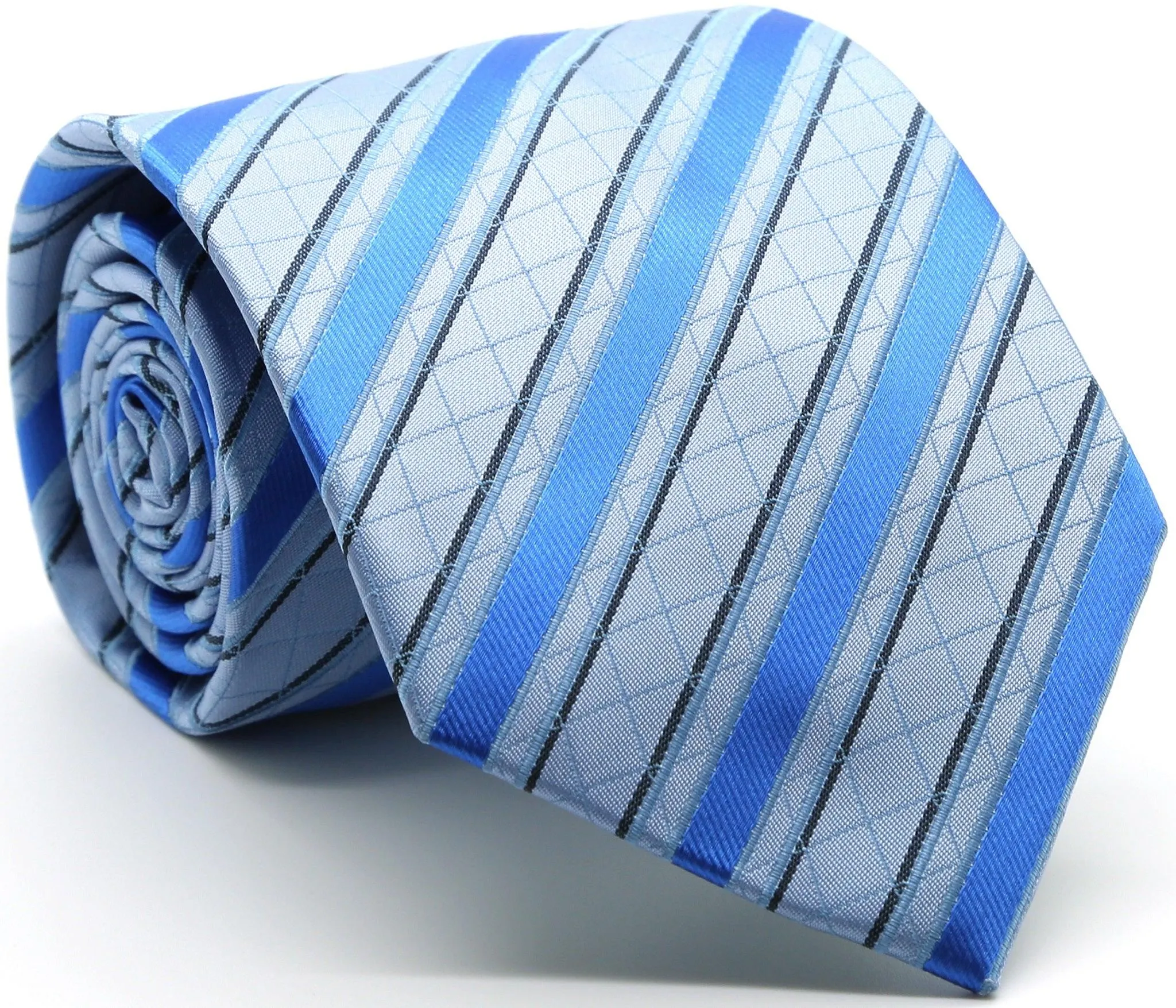 Mens Dads Classic Striped Pattern Business Casual Necktie & Hanky Set Q