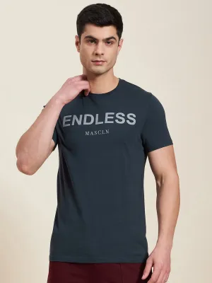 Men's Dark Blue ENDLESS Regular Fit T-Shirt - LYUSH-MASCLN