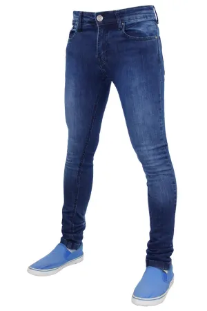 Mens Dark Mid Wash Skinny Jeans - TF021