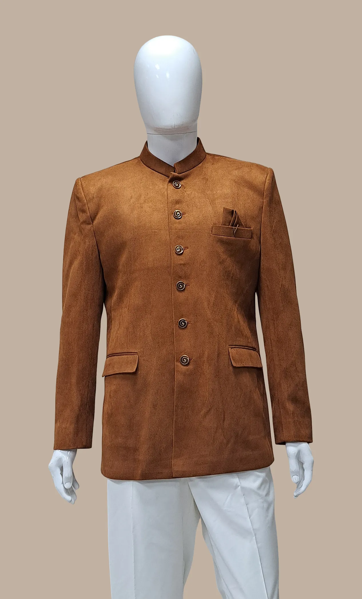 Mens Deep Camel Jodhpuri Set