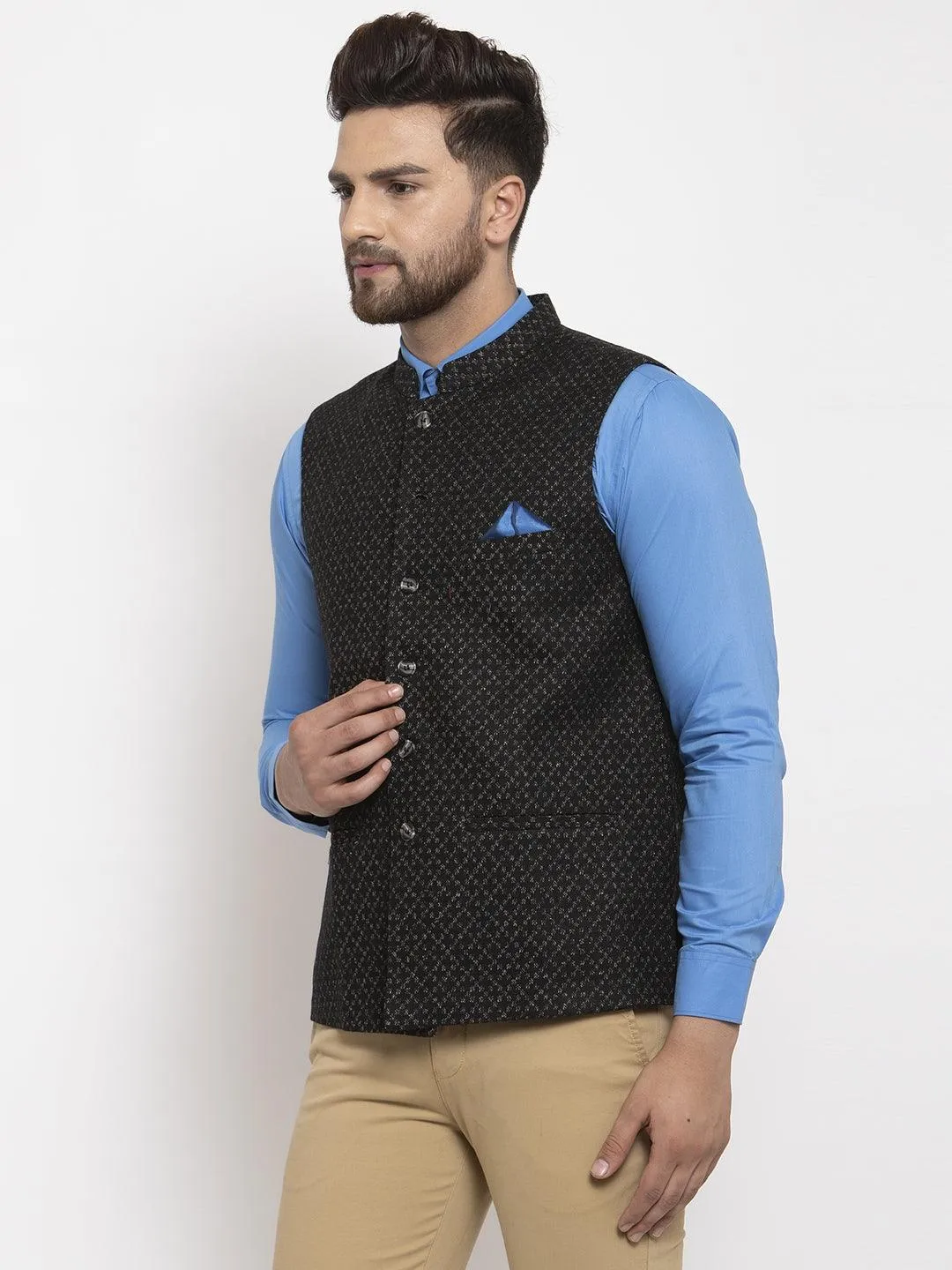 Men's Dhrohar Solid Wool Nehru Jacket - Grey - Size - 38 - Neudis Men