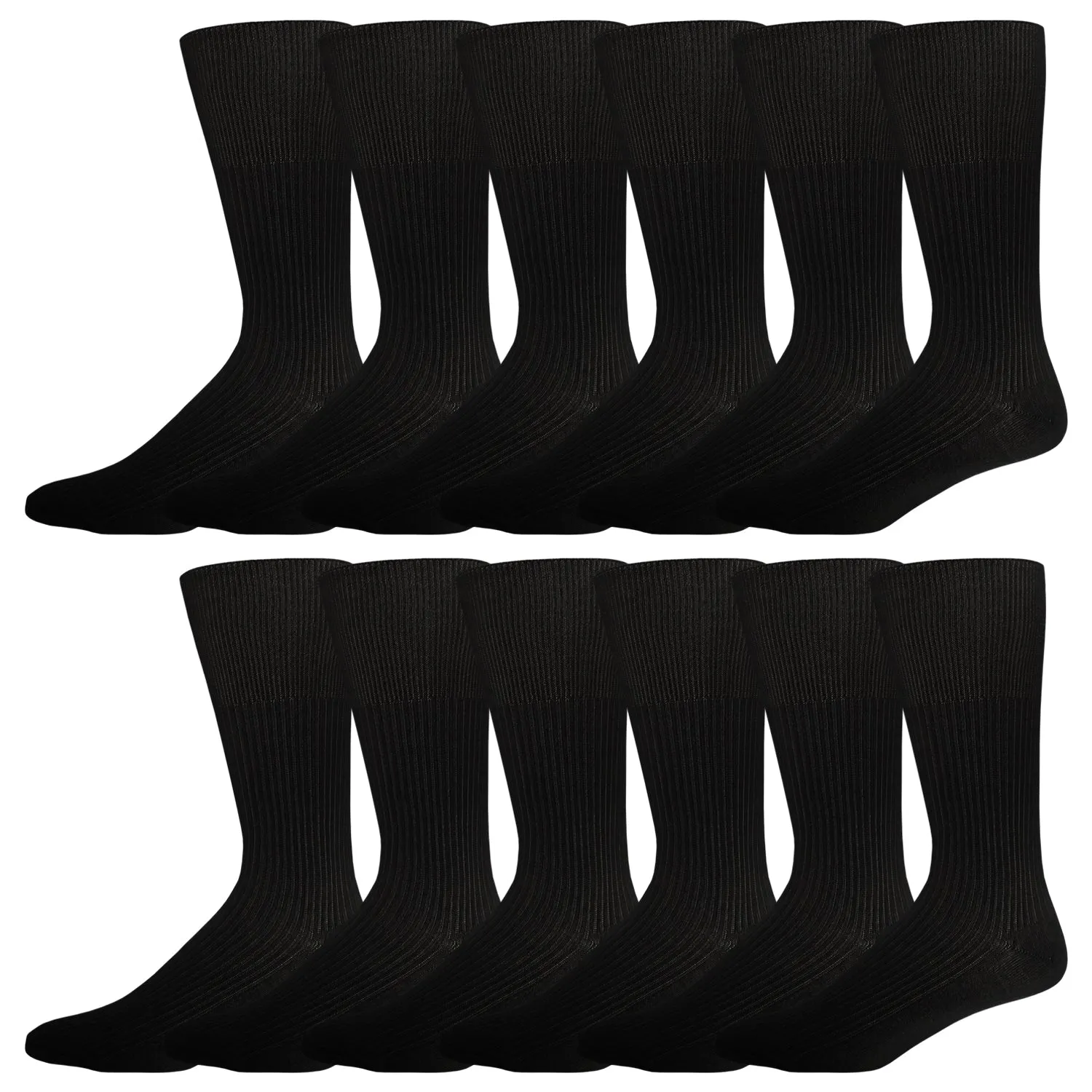 Men's Diabetic Dress Socks Crew Length with Loose Top