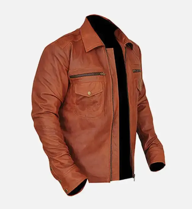 Men's Distressed Brown Leather Jacket