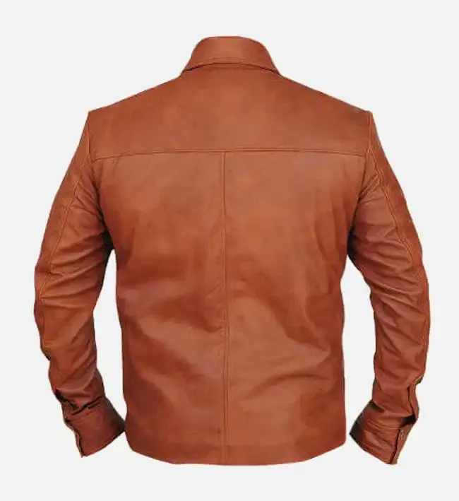 Men's Distressed Brown Leather Jacket