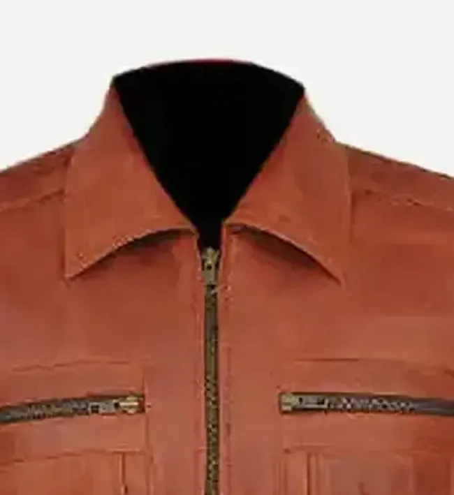 Men's Distressed Brown Leather Jacket