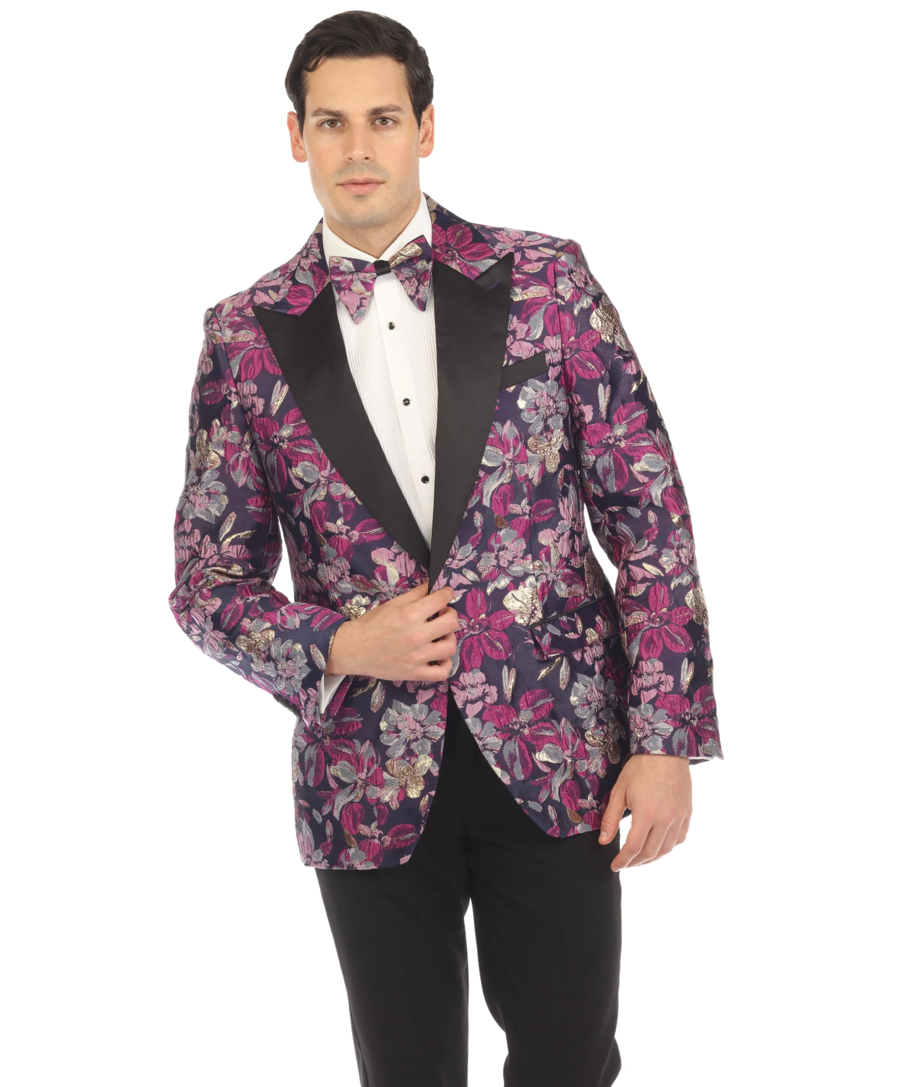 MENS DRAKE PURPLE PEAK LAPEL TUXEDO 1 BUTTON 2 VENT SLIM FIT BLAZER