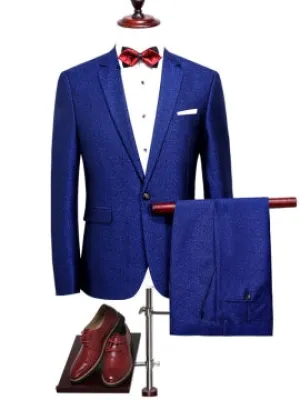 Men's Dress Suit Notched Collar One Button Bright Color Slim