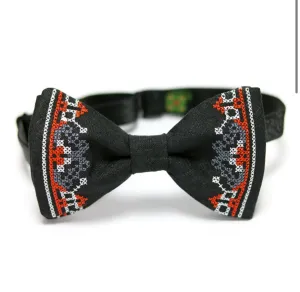 Men's Embroidered Bowtie- Black