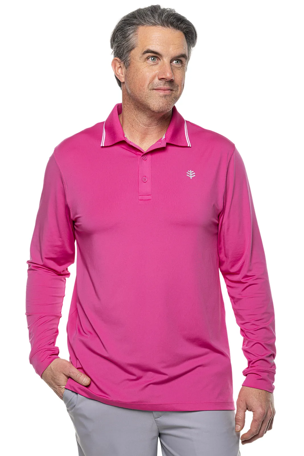 Men's Erodym Long Sleeve Golf Polo | Magnolia Pink