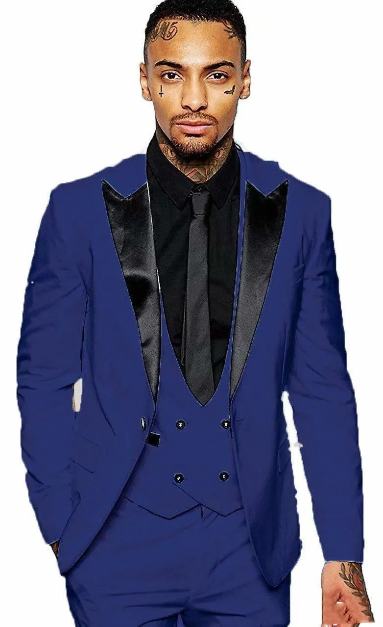 Men's Fashion Casual Point Lapel Suit Three Piece