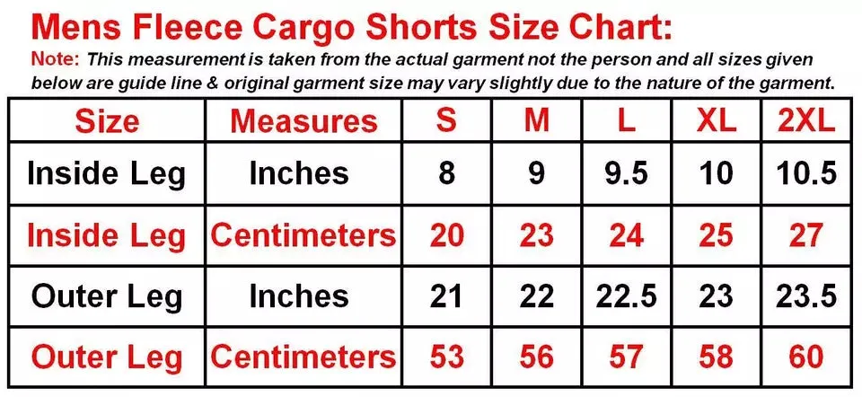 Mens Fleece Cargo Shorts - S