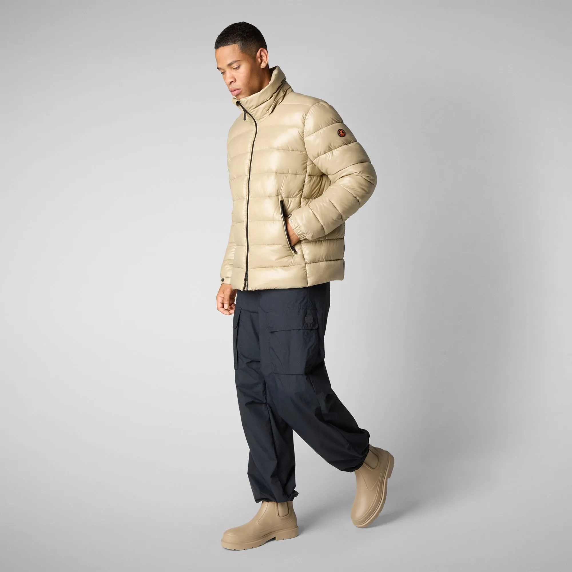 Men's  Florian Hooded Animal free Puffer Jacket in Wood Beige