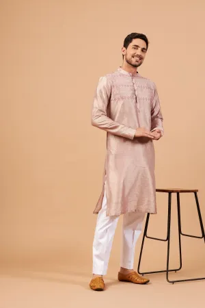 Men's Florne Floral Goemetric Embroidered Kurta With Crop Pants - Hilo Design