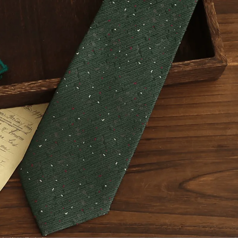 Men's Forest Green Multi-colored Dots Necktie