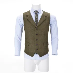 Men's Formal Notch Lapel Suit Vest Tweed Waistcoat