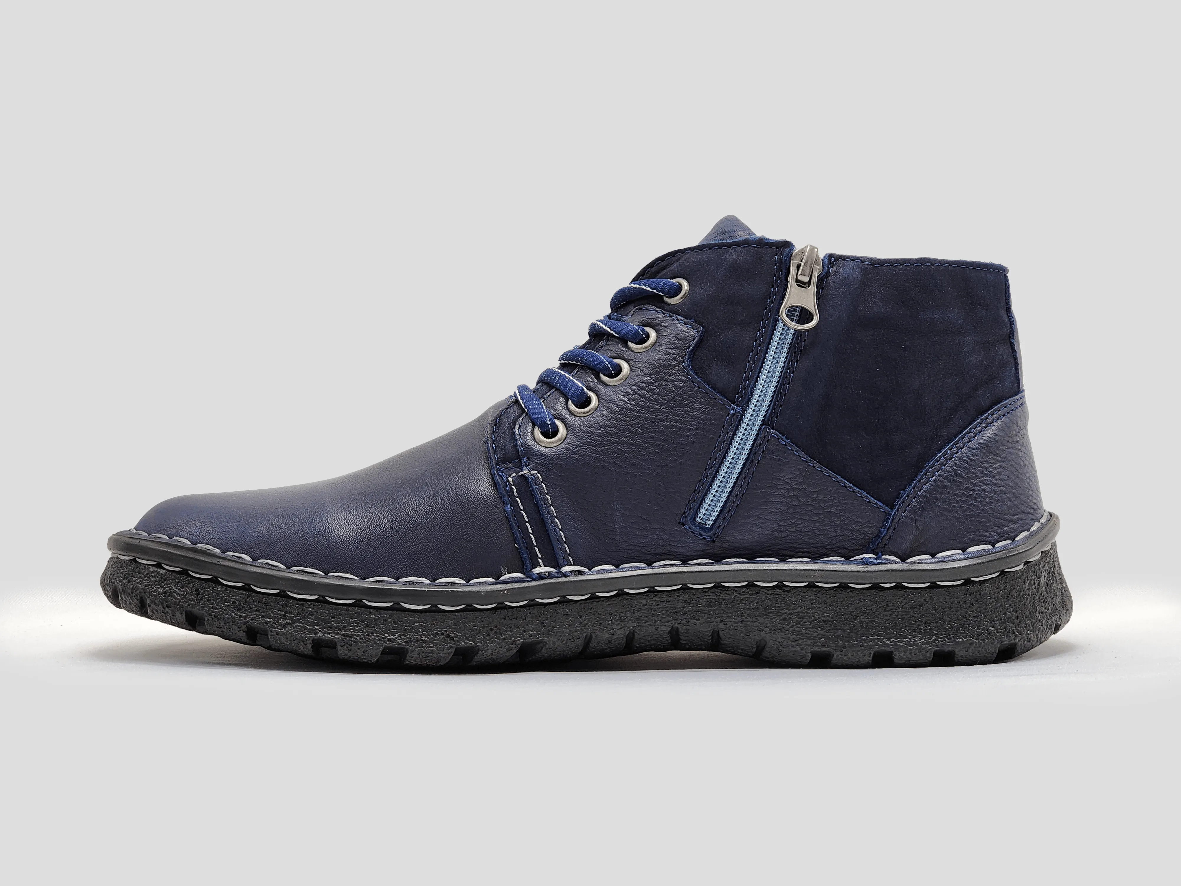 Men's Frosty Insulated Zip-Up Leather Boots - Navy