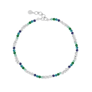 Men's Gemstones Jagged Silver Nugget Anklet