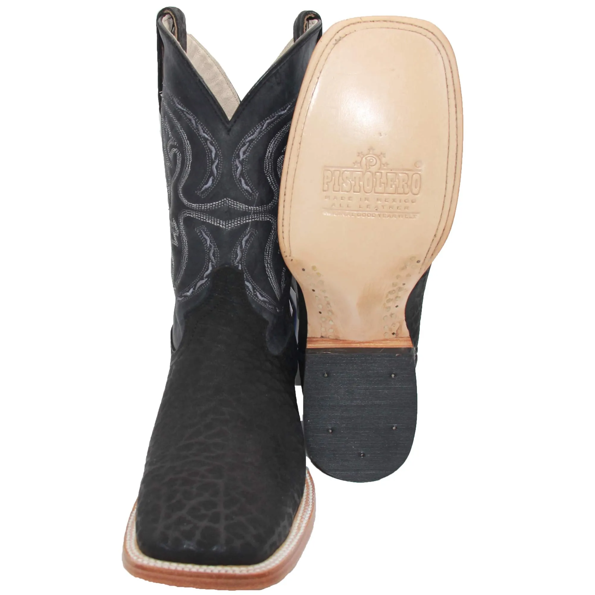 Men's Genuine Leather Bull Neck Square Toe Western Boot