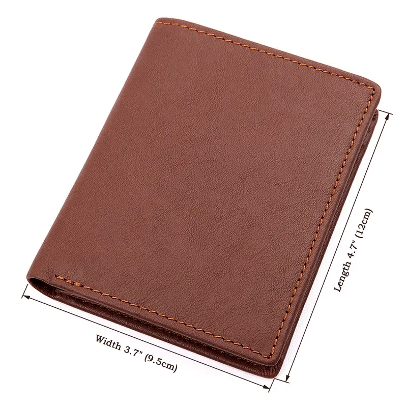 Men's Genuine Leather Vertical Trifold Wallet NZ