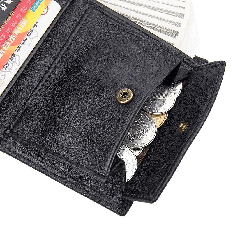 Men's Genuine Leather Vertical Trifold Wallet NZ